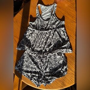 Floral Black and White Pajama Set